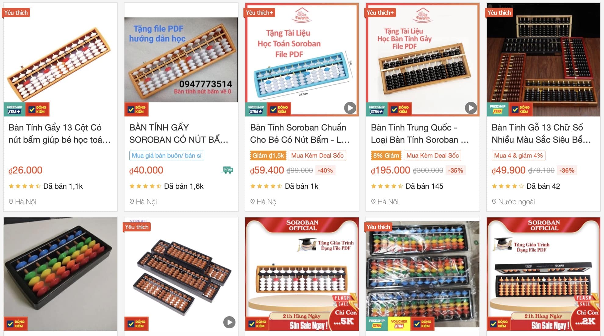 Bàn tính Soroban bán ở đâu? Bàn tính gẩy chất lượng & giá tốt Bàn tính Soroban được bán trên các sàn thương mại điện tử